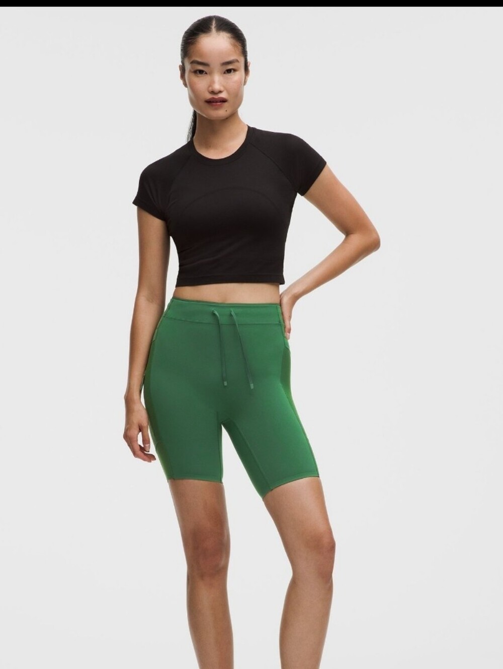 lululemon athletica Green Drawcord Bike Shorts